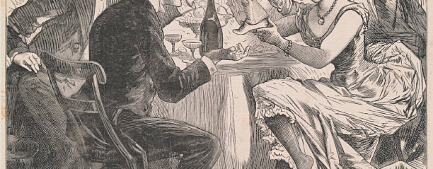 Champagne servido no sapato das damas